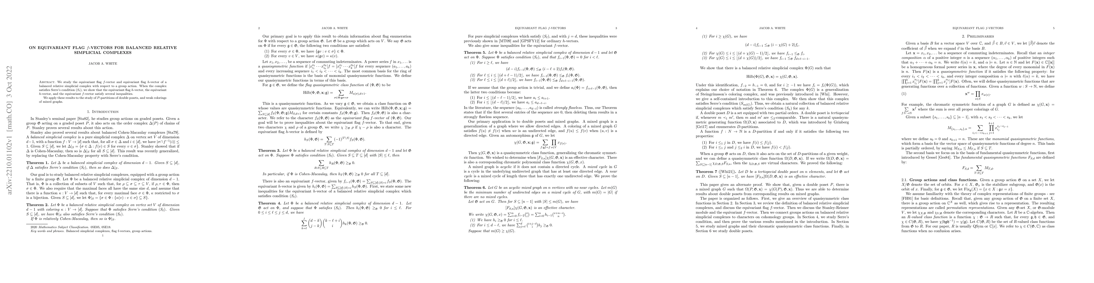 Thumbnail for On Equivariant flag $f$-vectors for balanced relative simplicial
  complexes