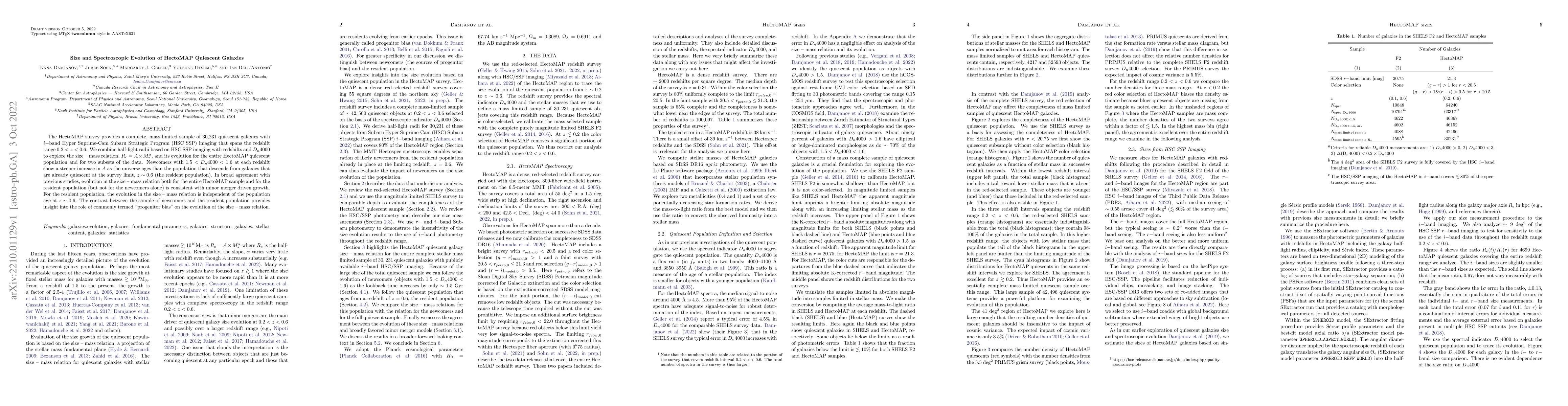 Thumbnail for Size and Spectroscopic Evolution of HectoMAP Quiescent Galaxies