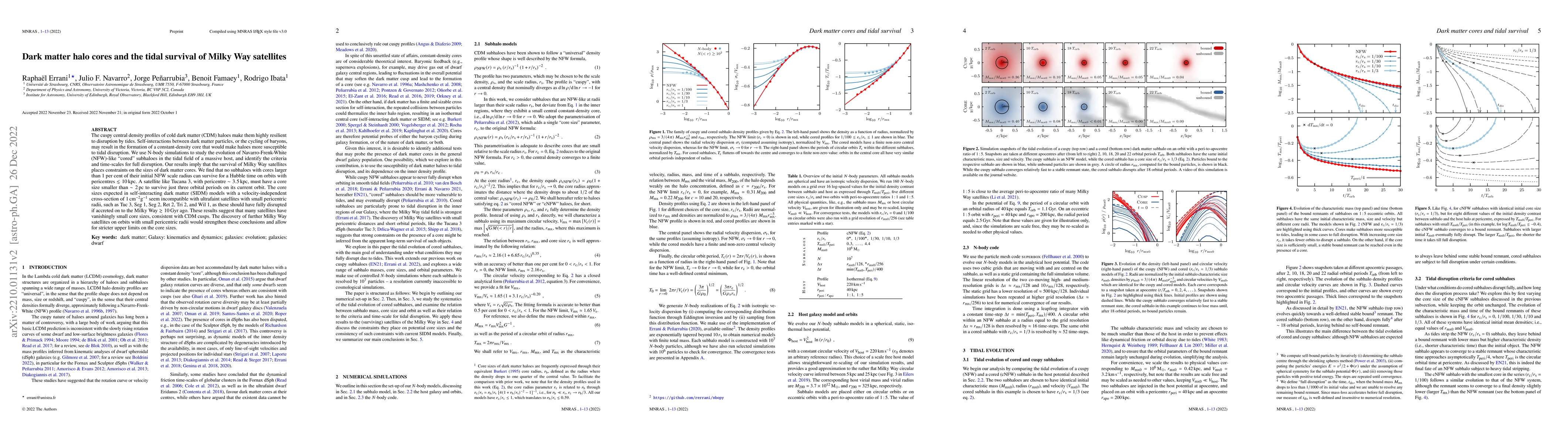Thumbnail for Dark matter halo cores and the tidal survival of Milky Way satellites