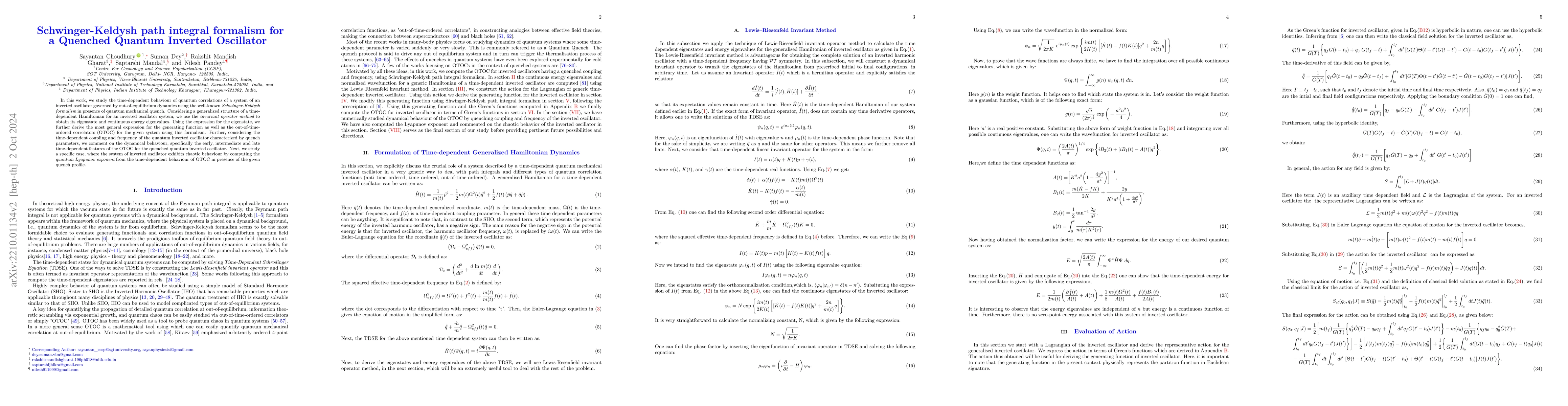 Thumbnail for Schwinger-Keldysh path integral formalism for a Quenched Quantum
  Inverted Oscillator