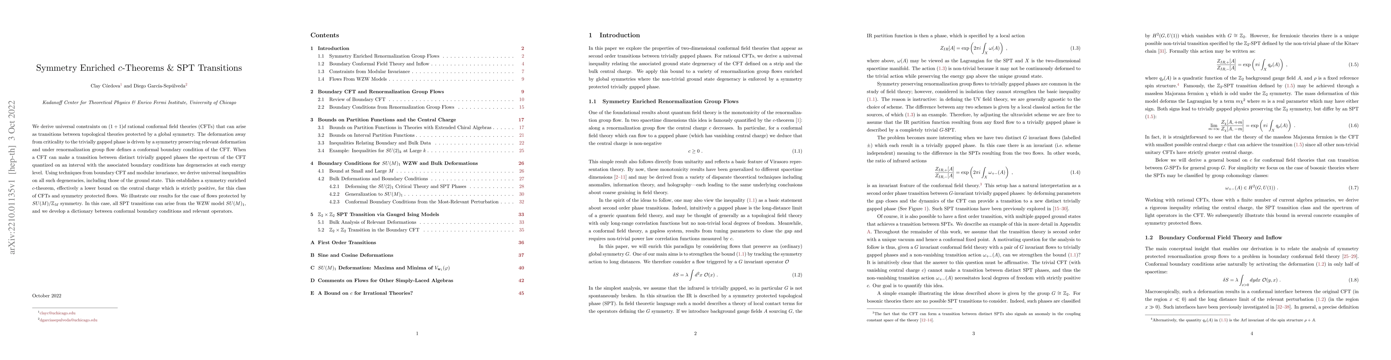 Thumbnail for Symmetry Enriched $c$-Theorems & SPT Transitions