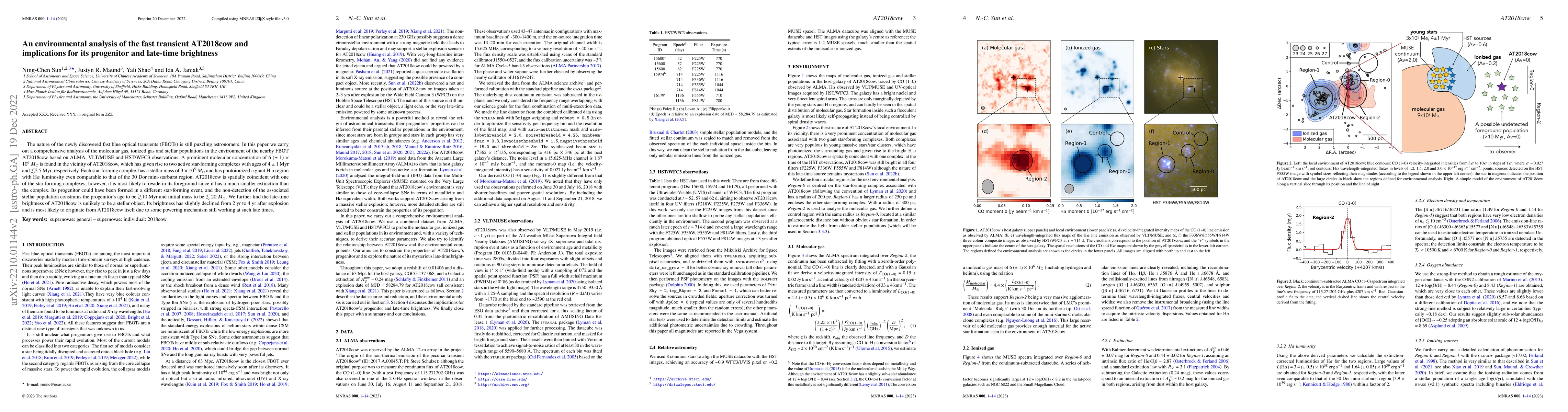 Thumbnail for An environmental analysis of the fast transient AT2018cow and
  implications for its progenitor and late-time brightness