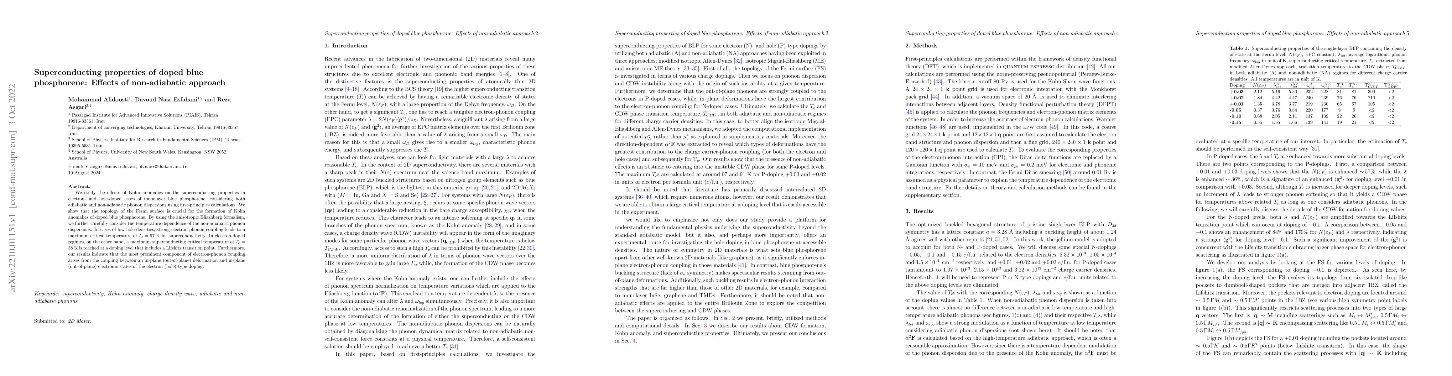 Thumbnail for Superconducting properties of doped blue phosphorene: Effects of
  non-adiabatic approach