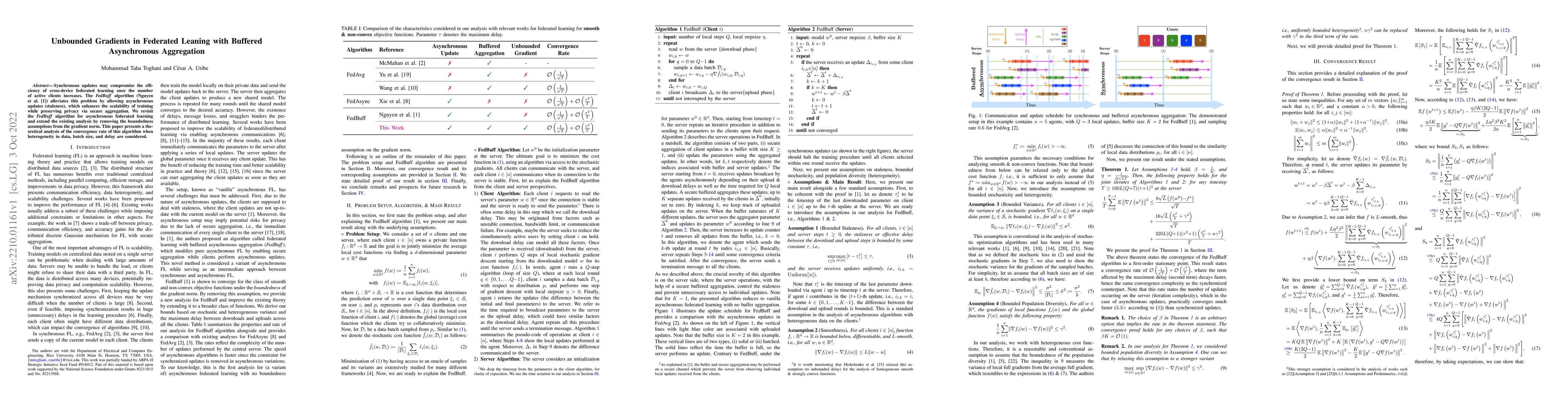 Thumbnail for Unbounded Gradients in Federated Learning with Buffered Asynchronous
  Aggregation
