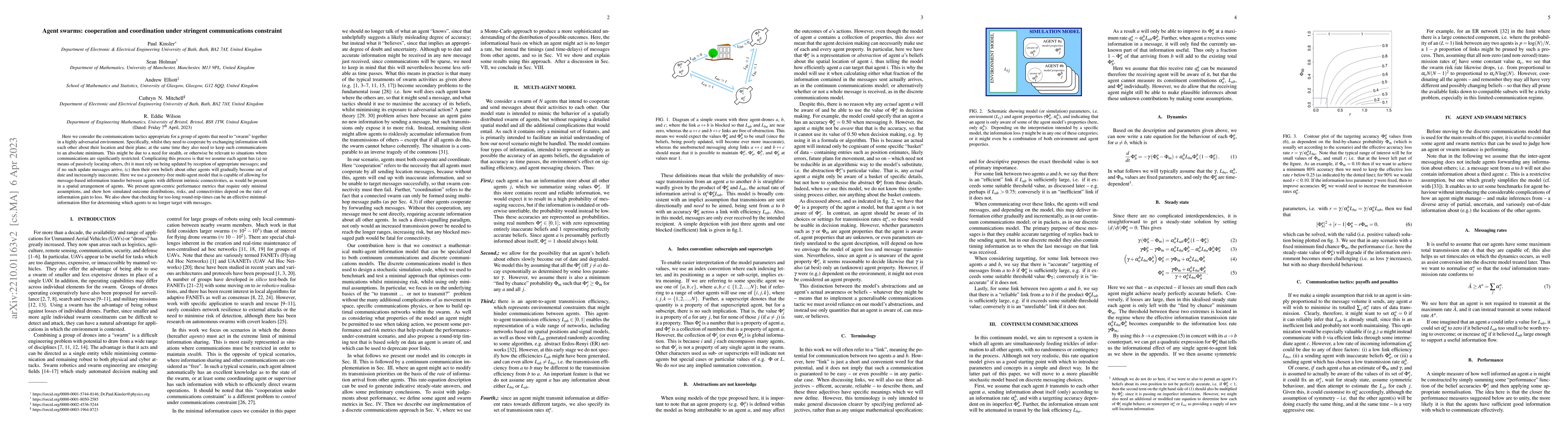 Thumbnail for Agent swarms: cooperation and coordination under stringent
  communications constraint