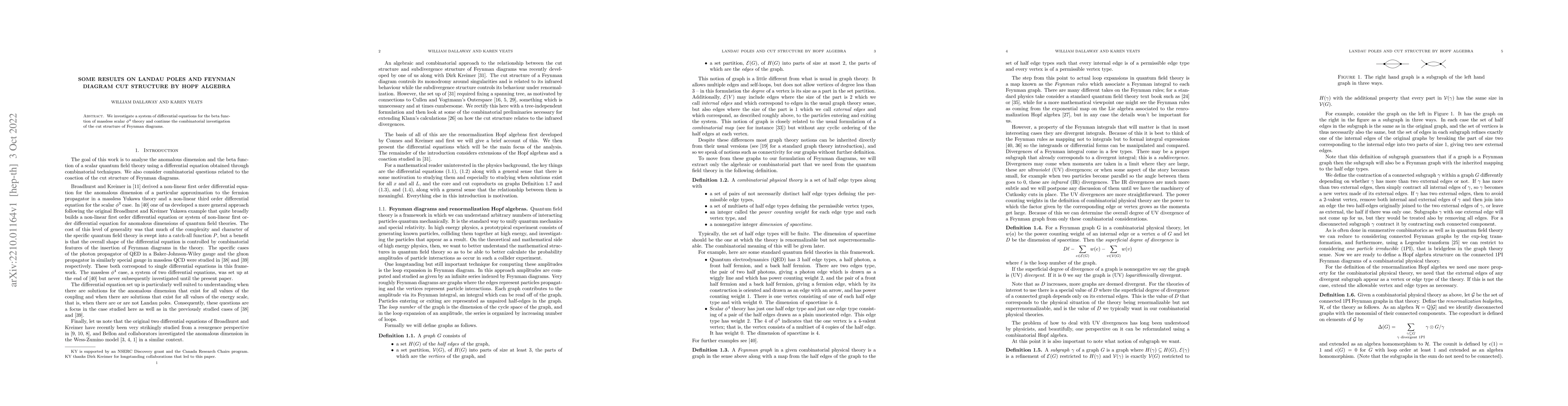 Thumbnail for Some results on Landau poles and Feynman diagram cut structure by Hopf
  algebra