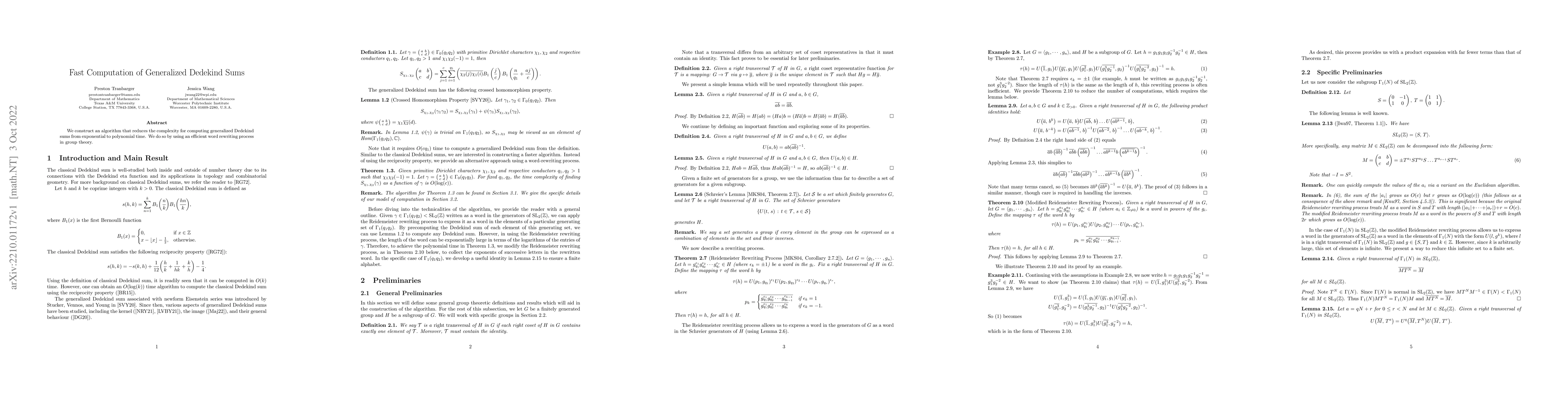 Thumbnail for Fast Computation of Generalized Dedekind Sums