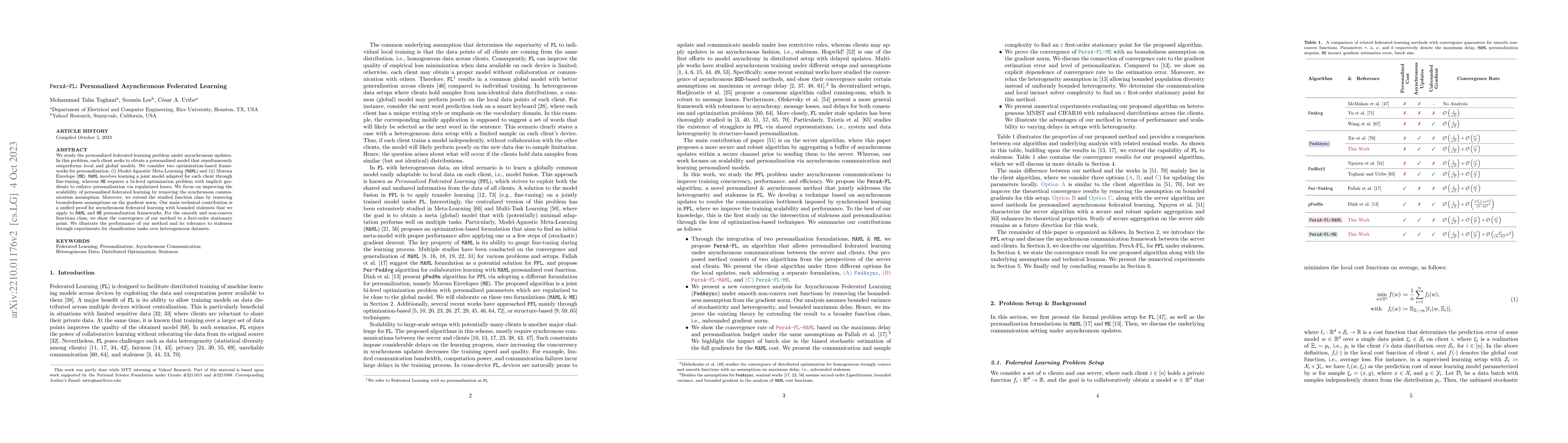 Thumbnail for PersA-FL: Personalized Asynchronous Federated Learning