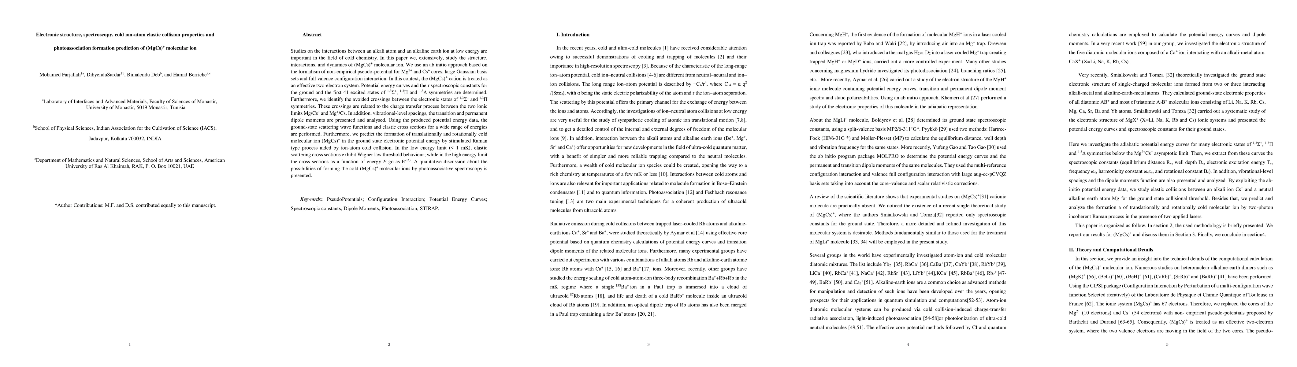 Thumbnail for Electronic structure, spectroscopy, cold ion-atom elastic collision
  properties and photoassociation formation prediction of (MgCs)$^+$ molecular
  ion