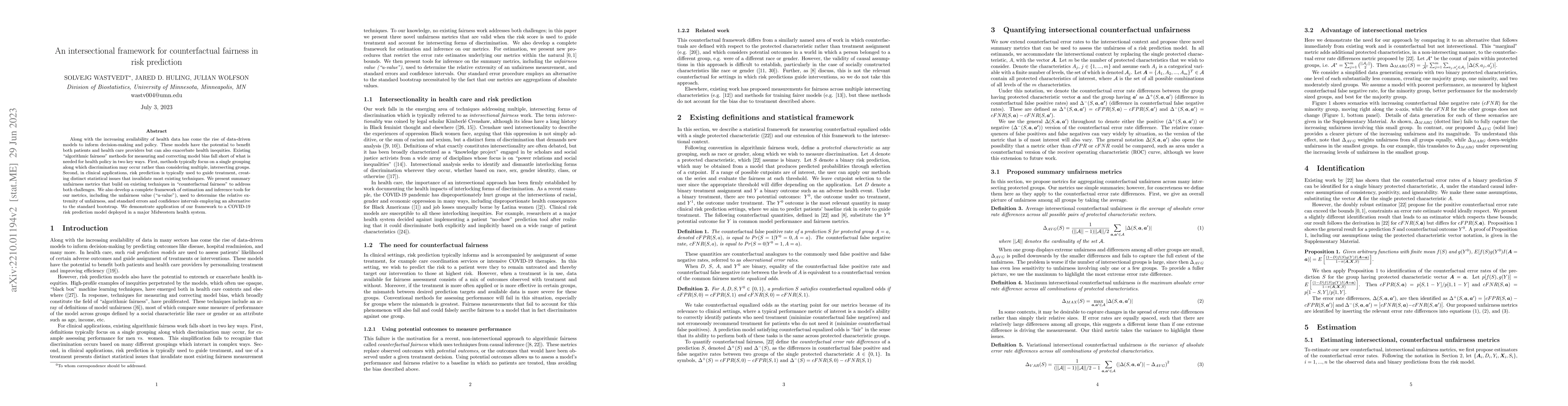 Thumbnail for An intersectional framework for counterfactual fairness in risk
  prediction