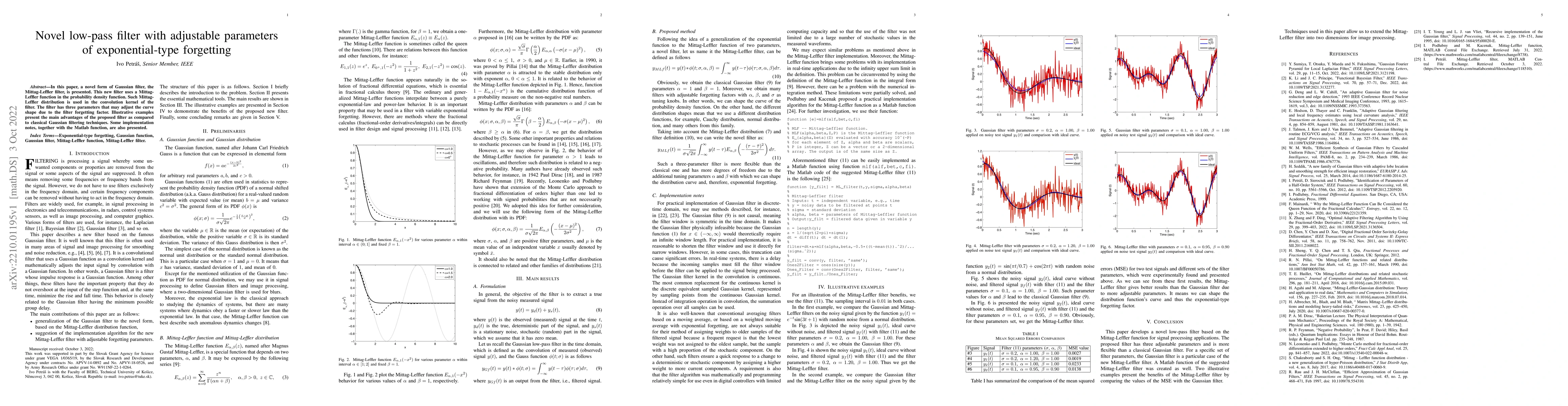 Thumbnail for Novel low-pass filter with adjustable parameters of~exponential-type
  forgetting