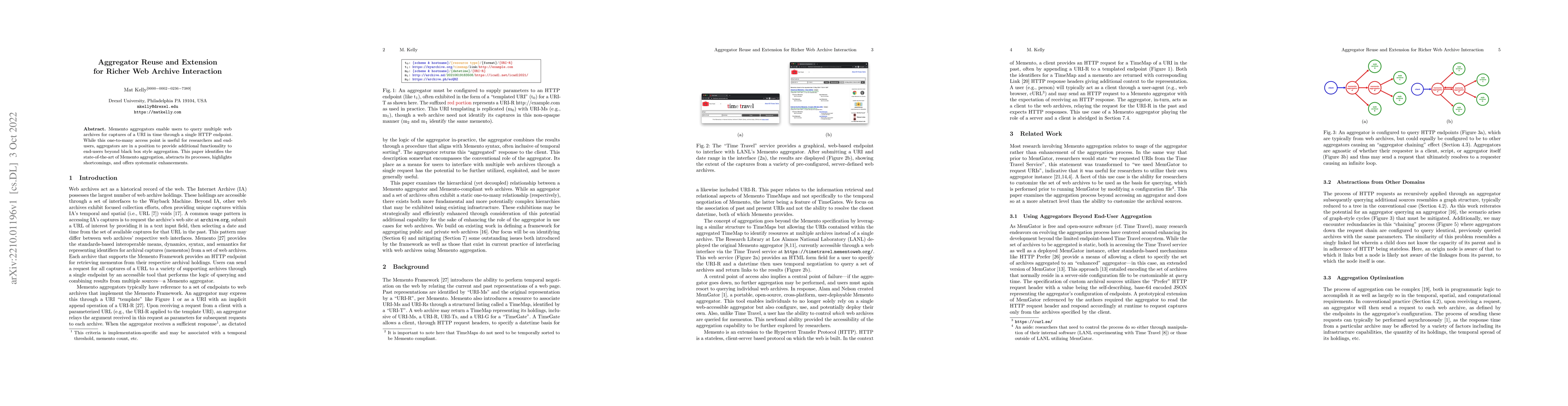 Thumbnail for Aggregator Reuse and Extension for Richer Web Archive Interaction