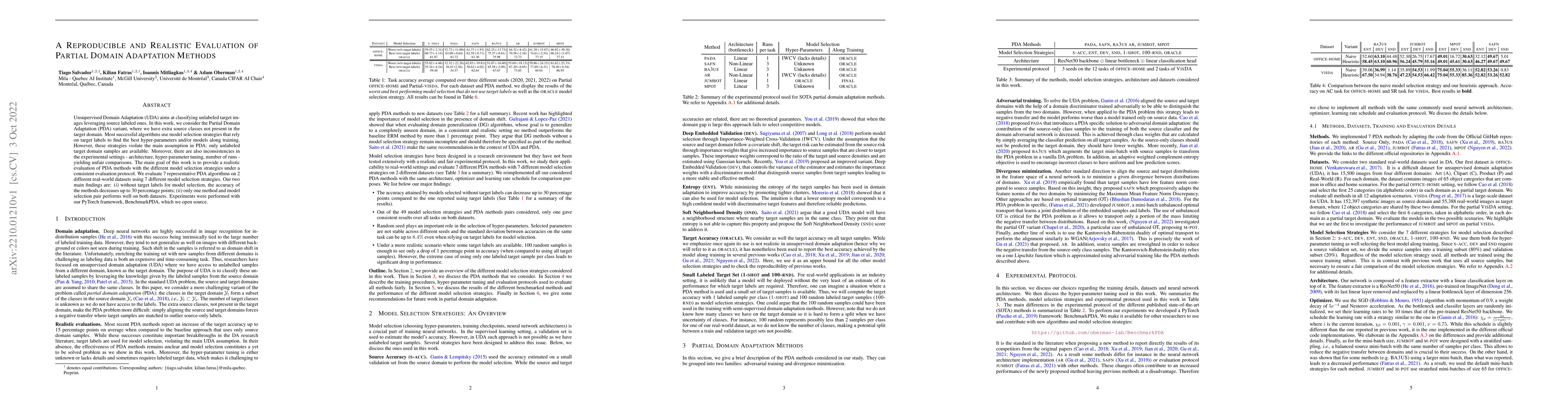 Thumbnail for A Reproducible and Realistic Evaluation of Partial Domain Adaptation
  Methods