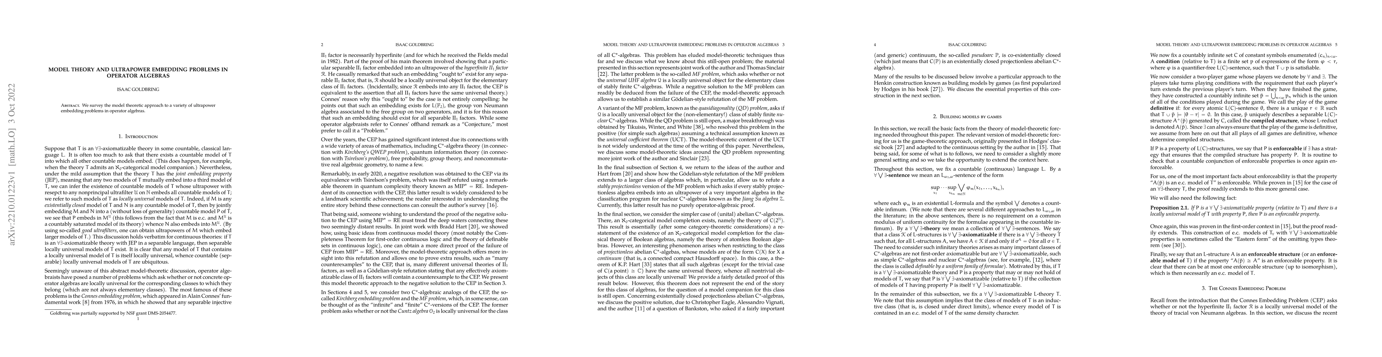 Thumbnail for Model theory and Ultrapower Embedding Problems in Operator Algebras