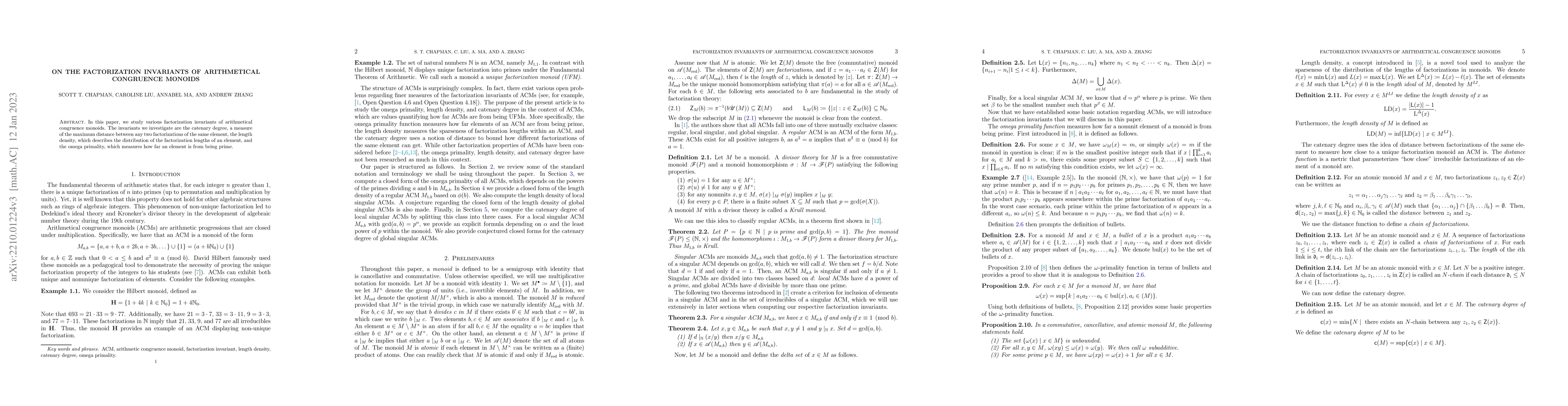 Thumbnail for On the factorization invariants of arithmetical congruence monoids
