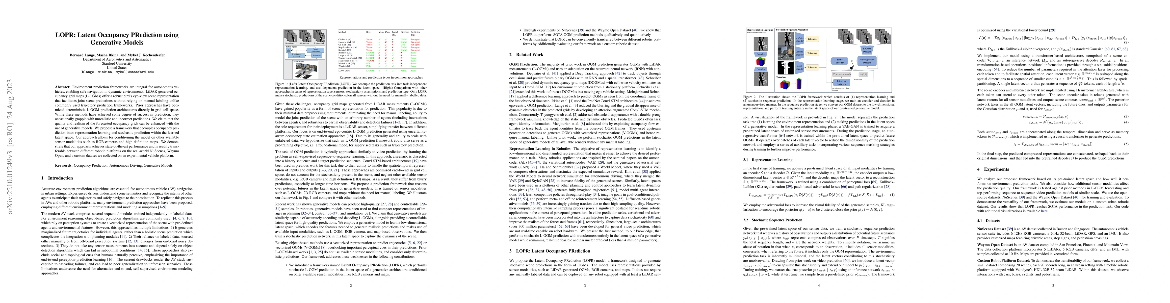 Thumbnail for LOPR: Latent Occupancy PRediction using Generative Models
