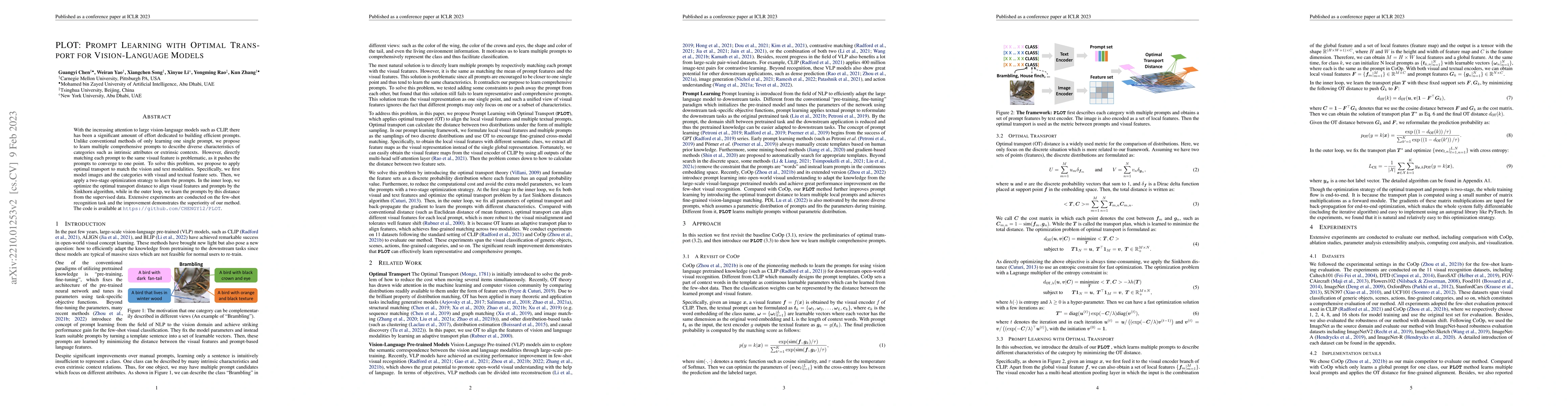 Thumbnail for PLOT: Prompt Learning with Optimal Transport for Vision-Language Models