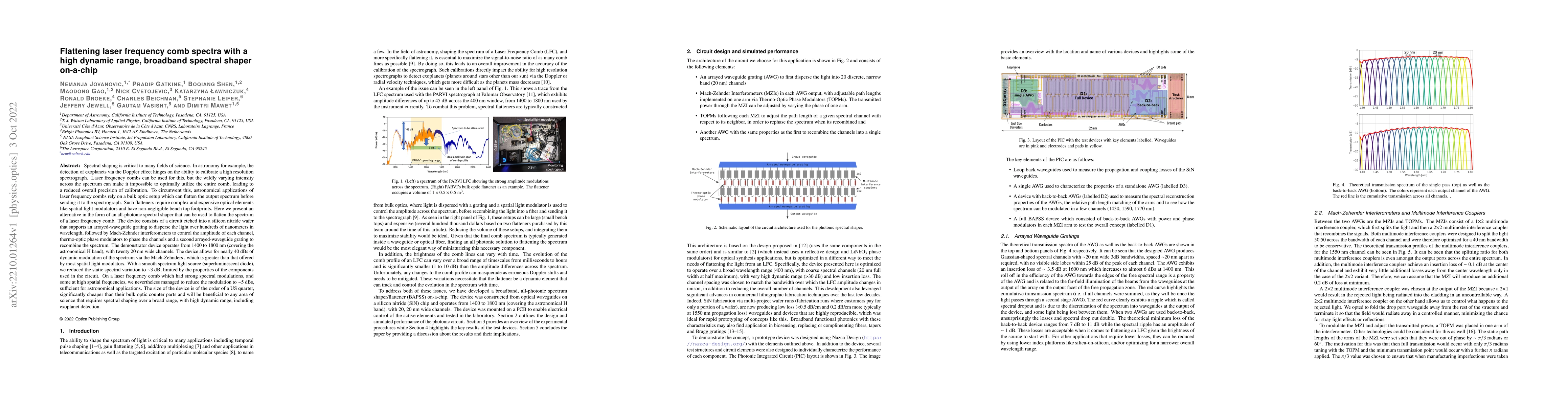 Thumbnail for Flattening laser frequency comb spectra with a high dynamic range,
  broadband spectral shaper on-a-chip