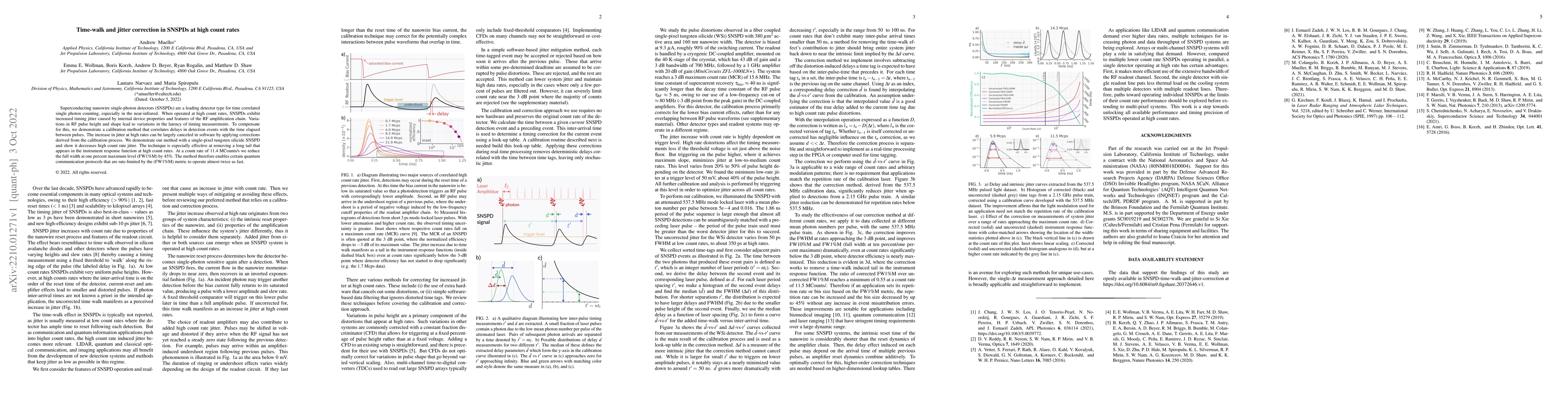 Thumbnail for Time-walk and jitter correction in SNSPDs at high count rates