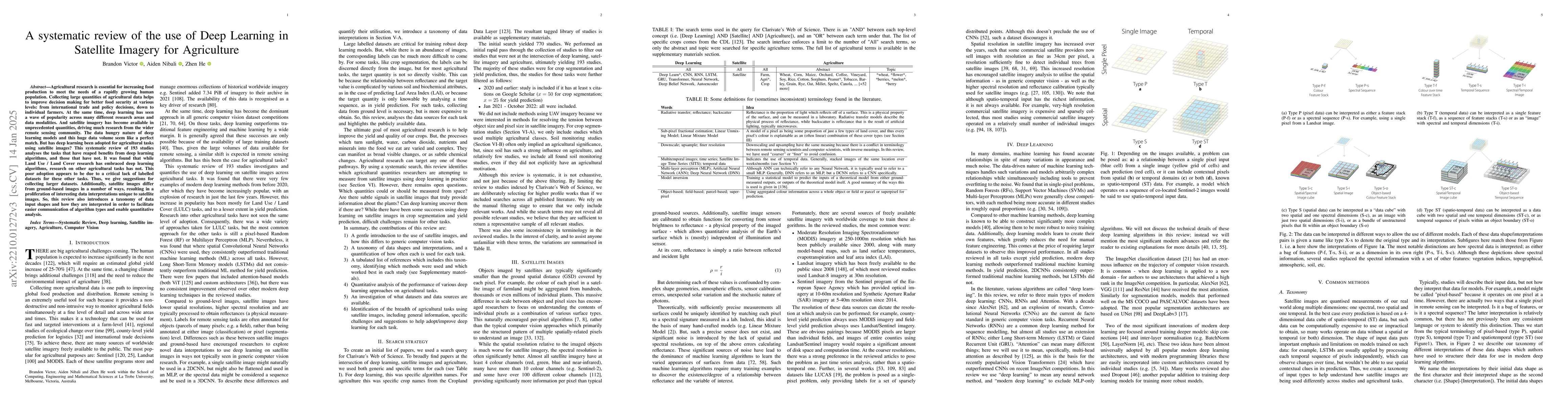 Thumbnail for A systematic review of the use of Deep Learning in Satellite Imagery for
  Agriculture