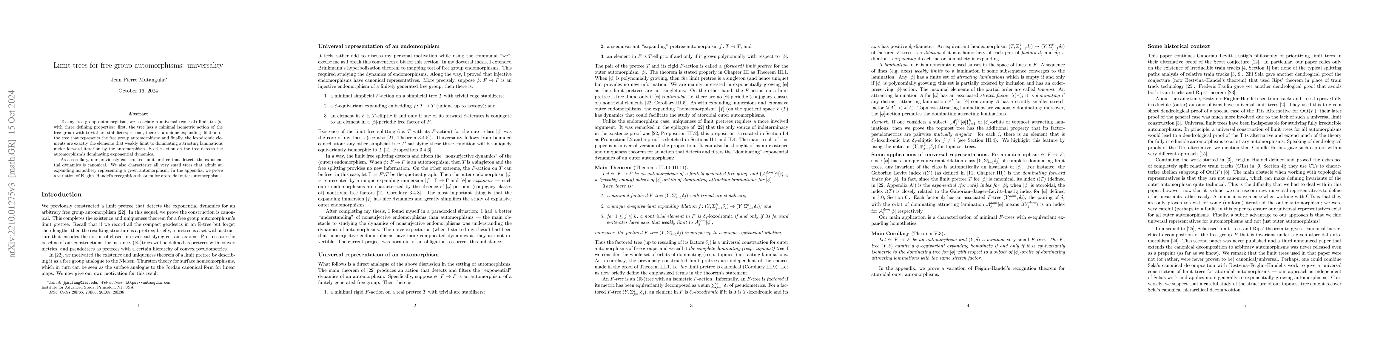 Thumbnail for Limit trees for free group automorphisms: universality
