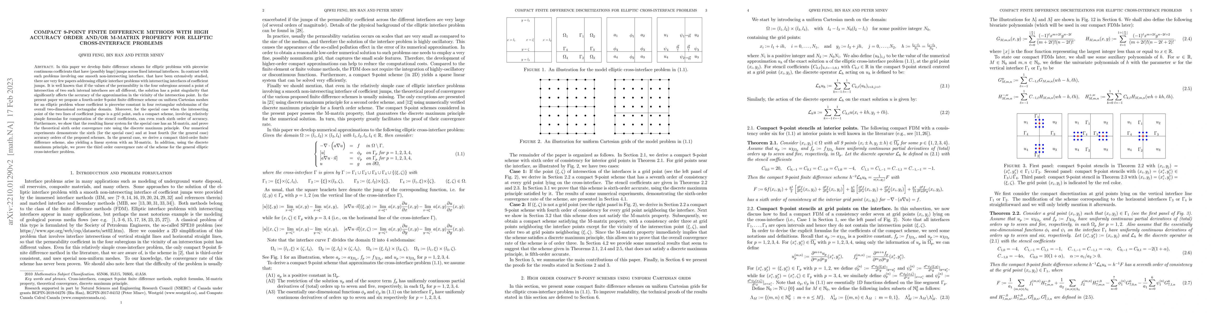 Thumbnail for Compact 9-Point Finite Difference Methods with High Accuracy Order
  and/or M-Matrix Property for Elliptic Cross-Interface Problems