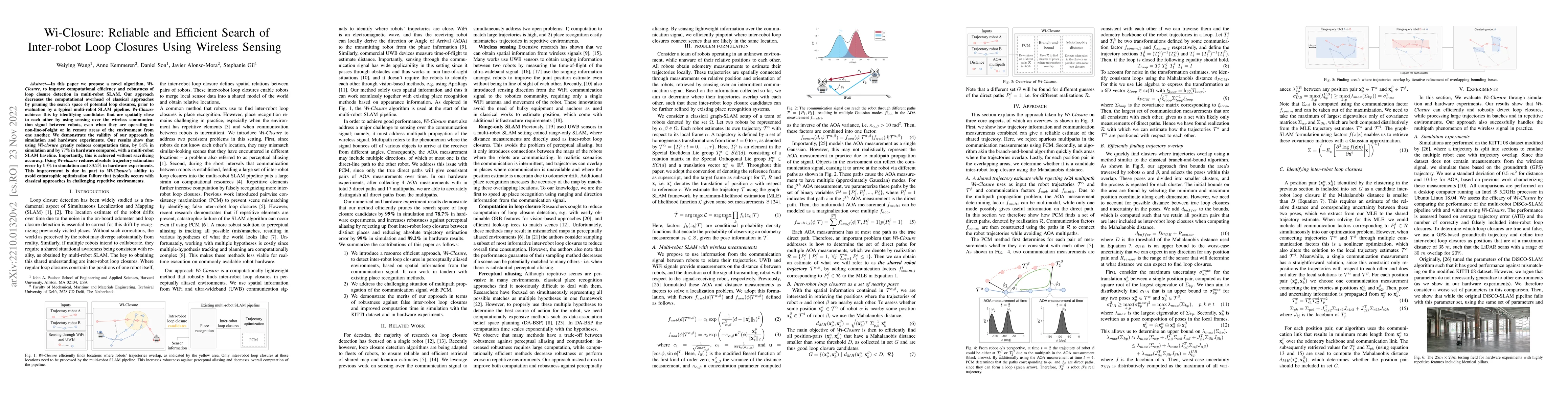 Thumbnail for Wi-Closure: Reliable and Efficient Search of Inter-robot Loop Closures
  Using Wireless Sensing