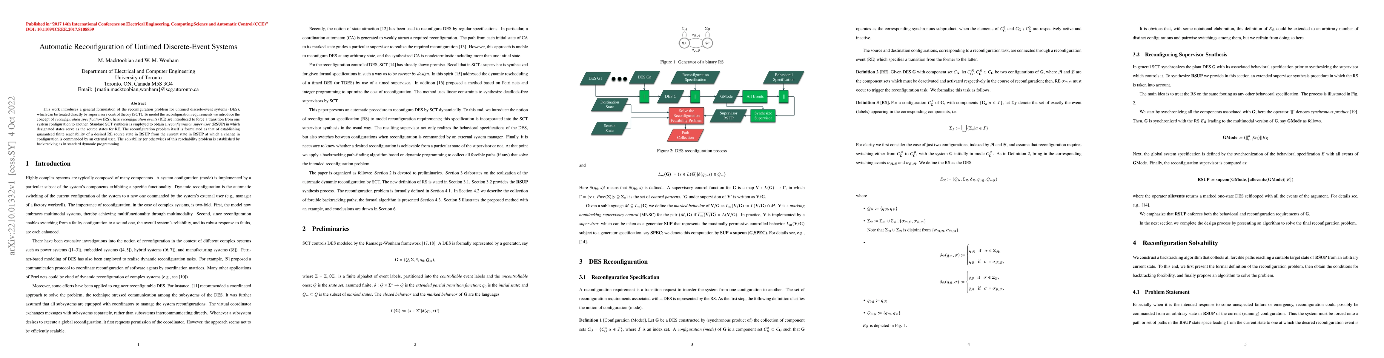 Thumbnail for Automatic Reconfiguration of Untimed Discrete-Event Systems