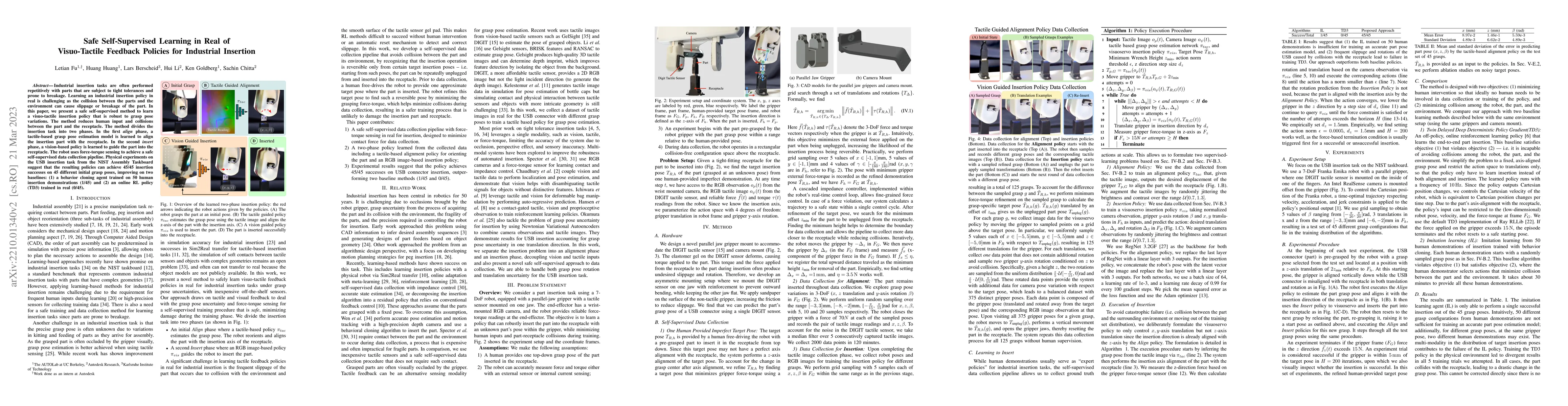 Thumbnail for Safe Self-Supervised Learning in Real of Visuo-Tactile Feedback Policies
  for Industrial Insertion