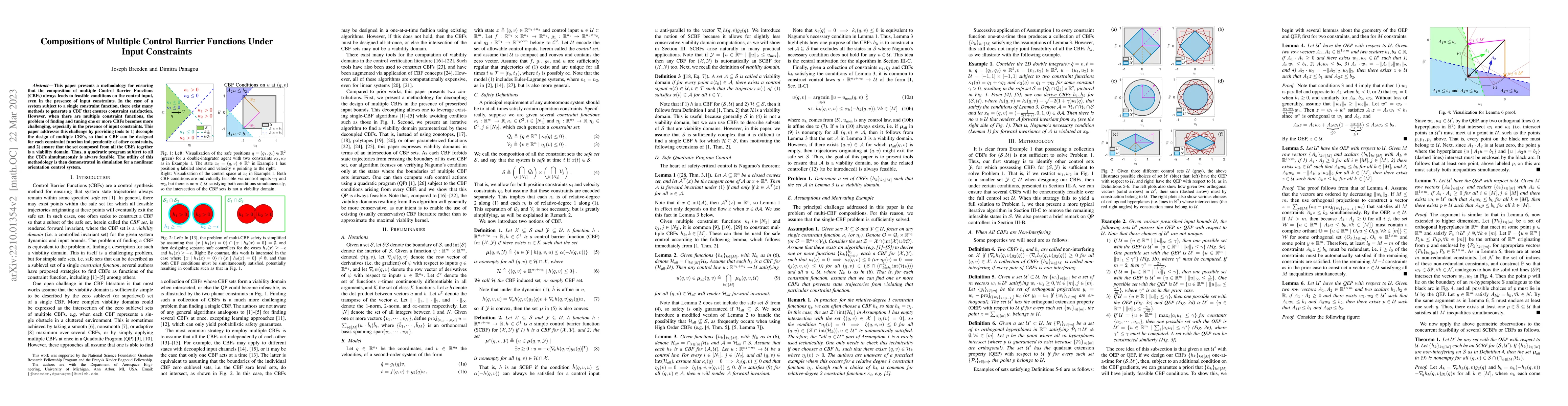 Thumbnail for Compositions of Multiple Control Barrier Functions Under Input
  Constraints