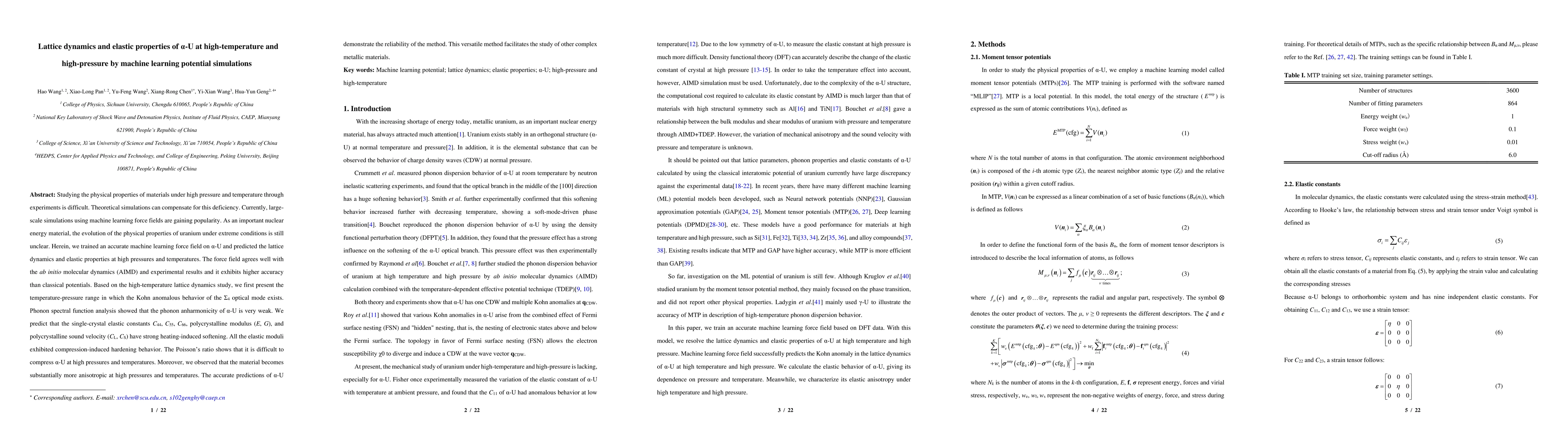 Thumbnail for Lattice dynamics and elastic properties of alpha-U at high-temperature
  and high-pressure by machine learning potential simulations
