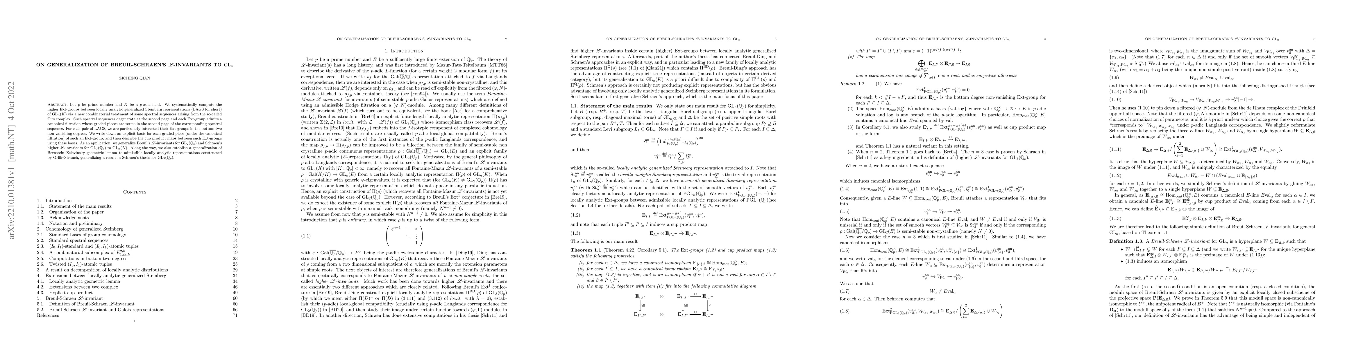 Thumbnail for On generalization of Breuil--Schraen's $\mathscr{L}$-invariants to
  $\mathrm{GL}_n$