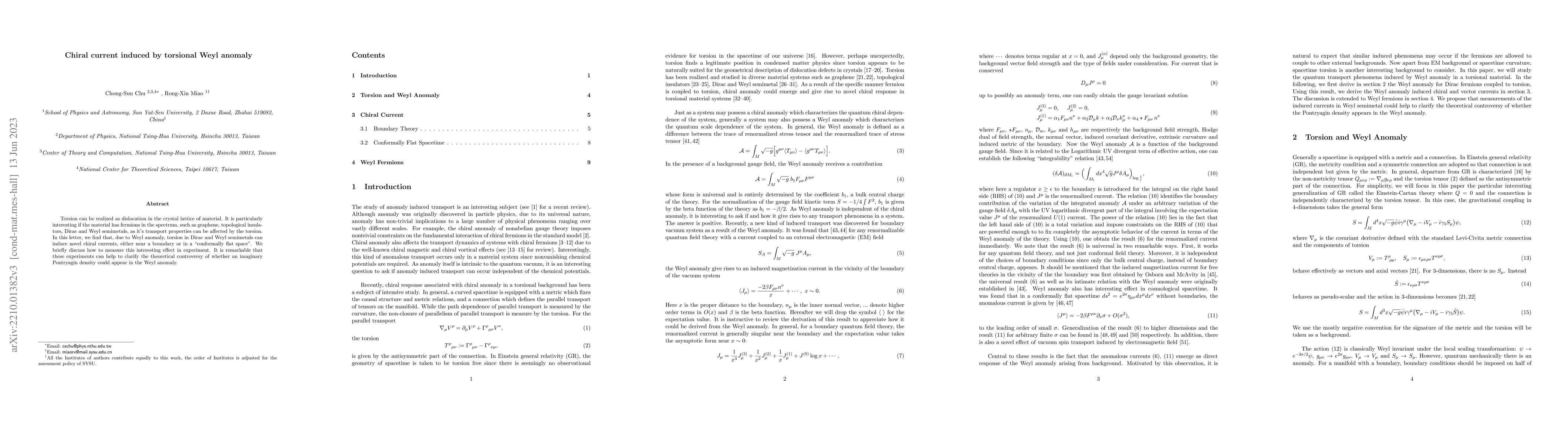 Thumbnail for Chiral current induced by torsional Weyl anomaly