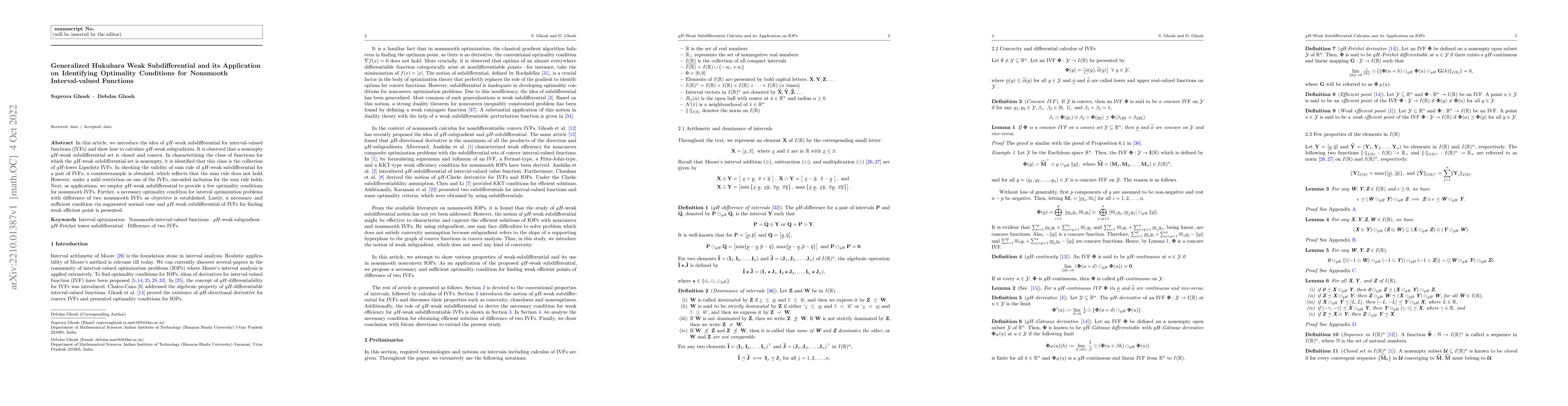 Thumbnail for Generalized Hukuhara Weak Subdifferential and its Application on
  Identifying Optimality Conditions for Nonsmooth Interval-valued Functions