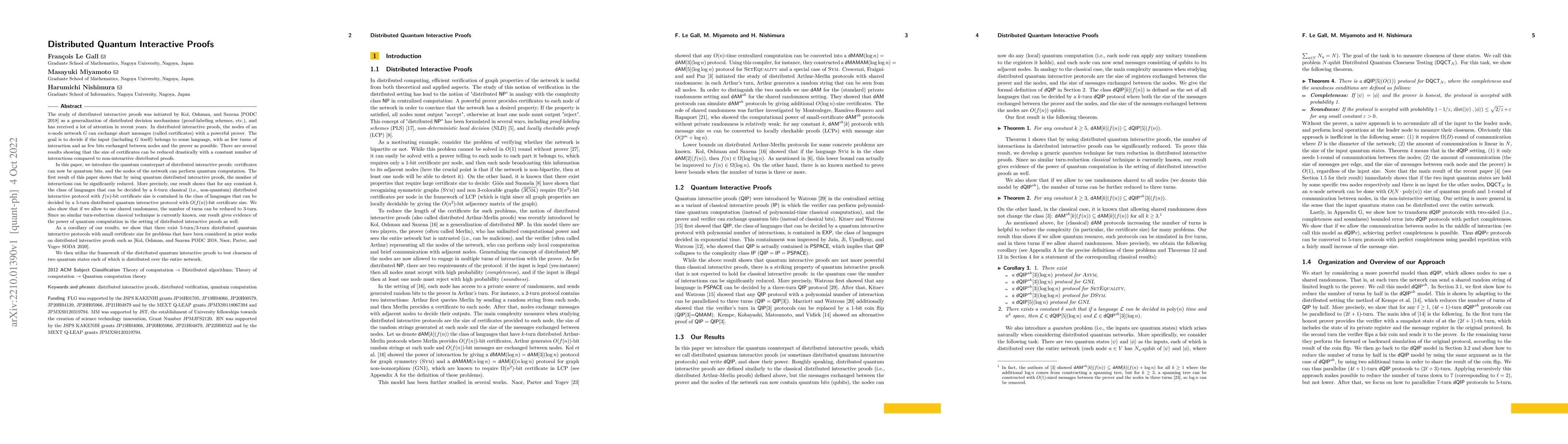 Thumbnail for Distributed Quantum Interactive Proofs