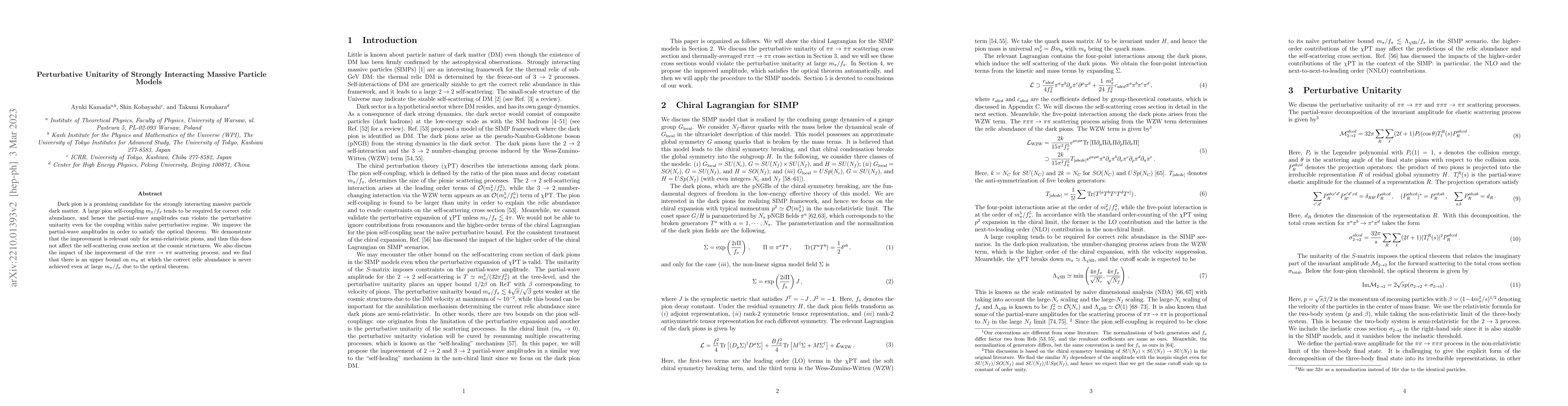 Thumbnail for Perturbative Unitarity of Strongly Interacting Massive Particle Models
