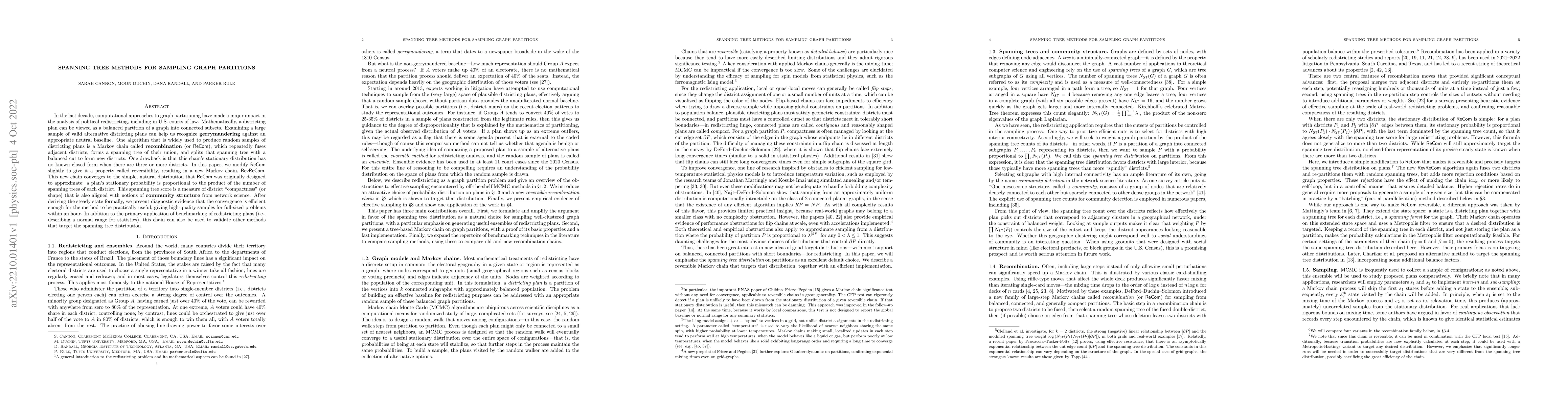 Thumbnail for Spanning tree methods for sampling graph partitions