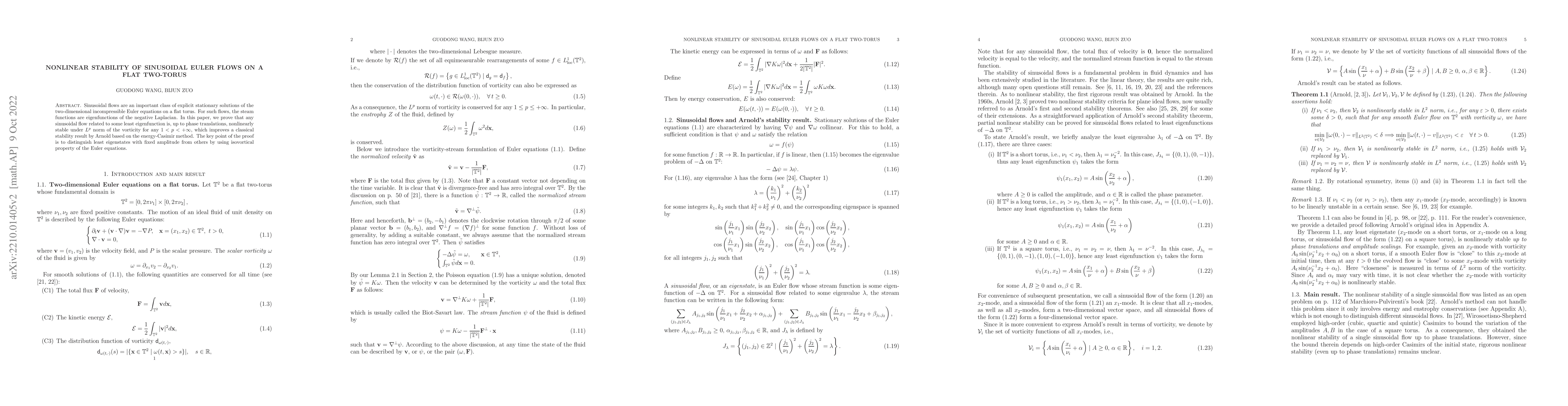 Thumbnail for Nonlinear stability of sinusoidal Euler flows on a flat two-torus