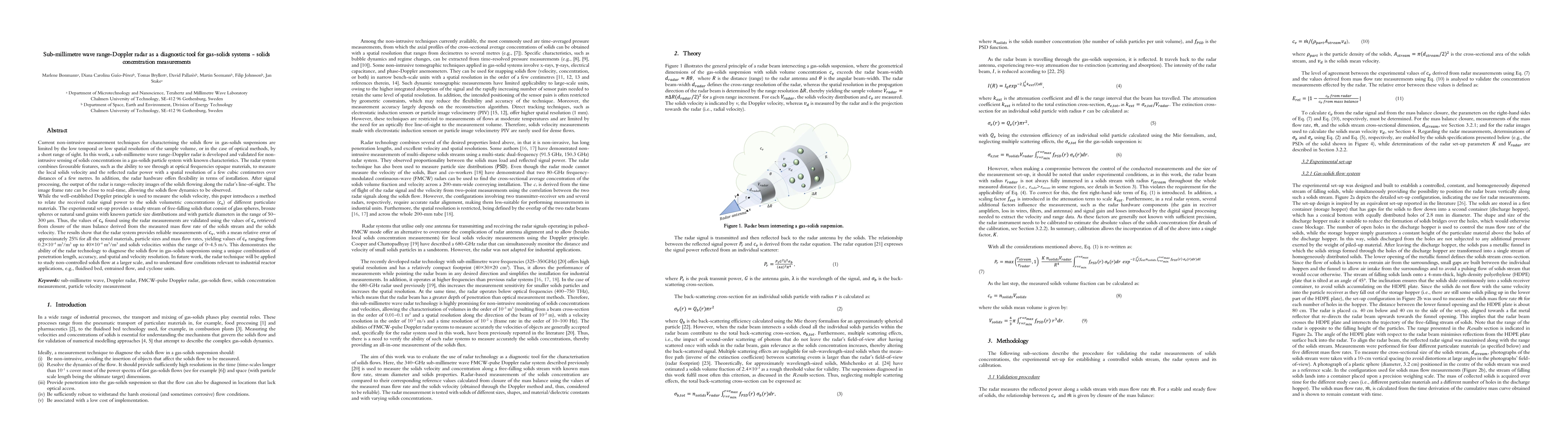 Thumbnail for Sub-millimetre wave range-Doppler radar as a diagnostic tool for
  gas-solids systems -- solids concentration measurements