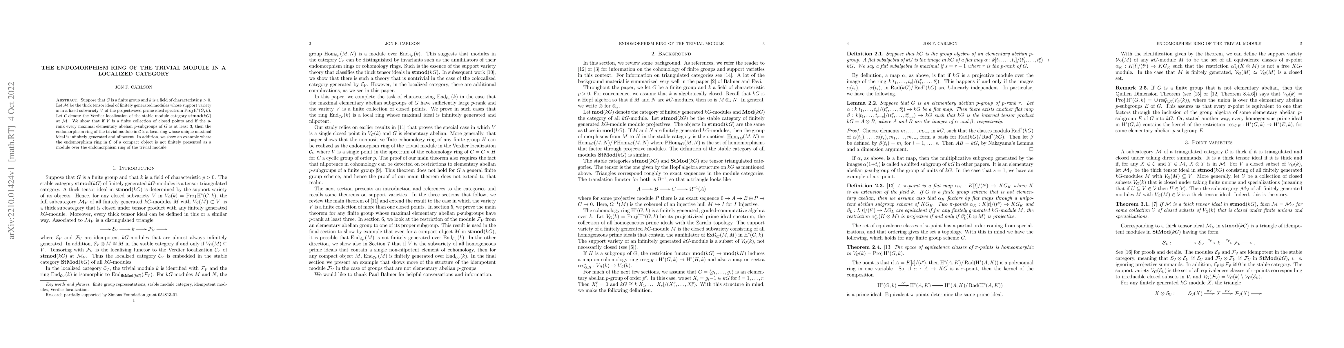 Thumbnail for The endomorphism ring of the trivial module in a localized category