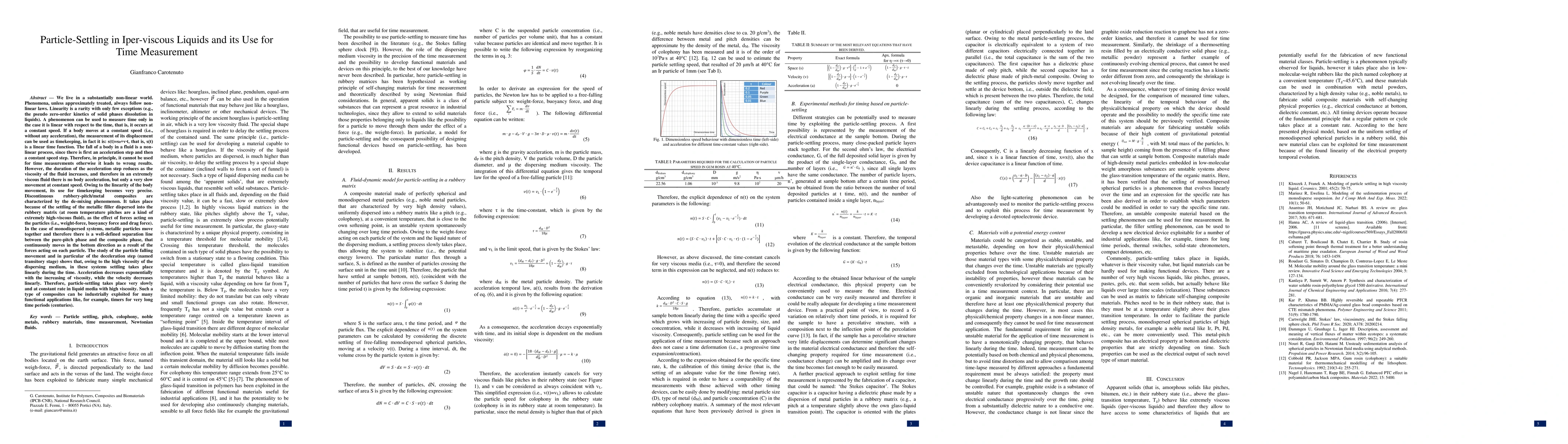 Thumbnail for Particle-settling in iper-viscous liquids and its use for time
  measurement