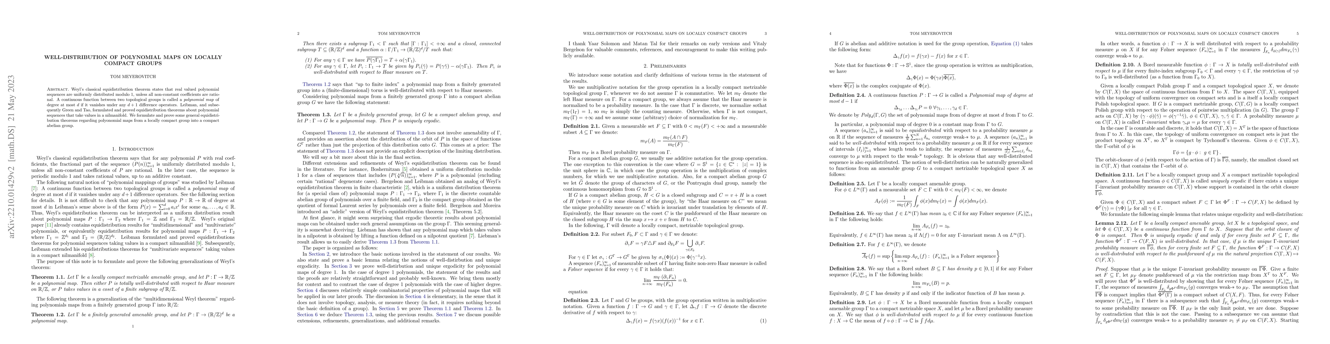 Thumbnail for Well-distribution of Polynomial maps on locally compact groups