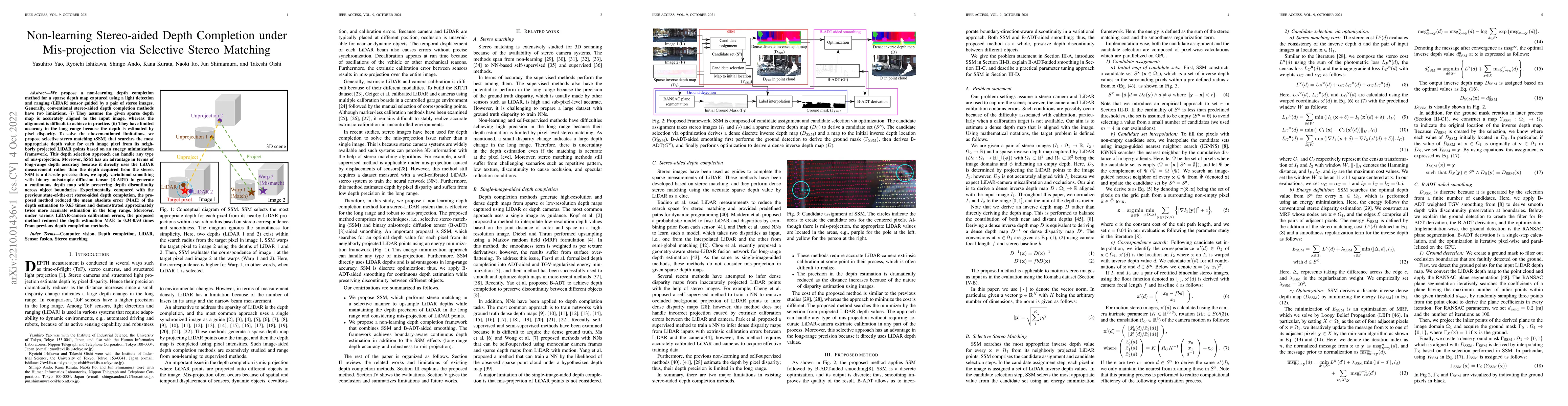 Thumbnail for Non-learning Stereo-aided Depth Completion under Mis-projection via
  Selective Stereo Matching