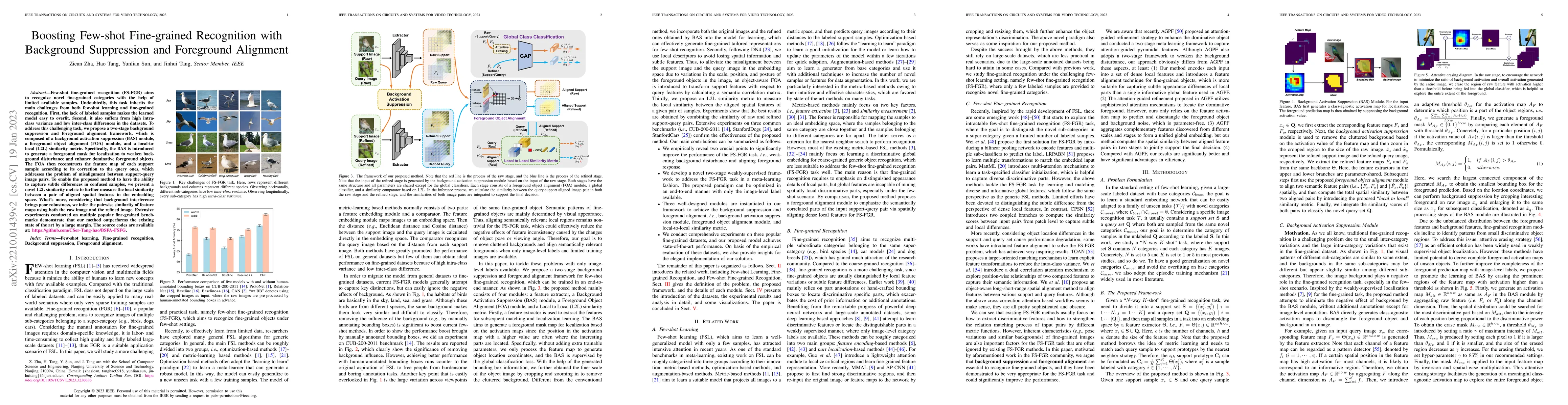 Thumbnail for Boosting Few-shot Fine-grained Recognition with Background Suppression
  and Foreground Alignment