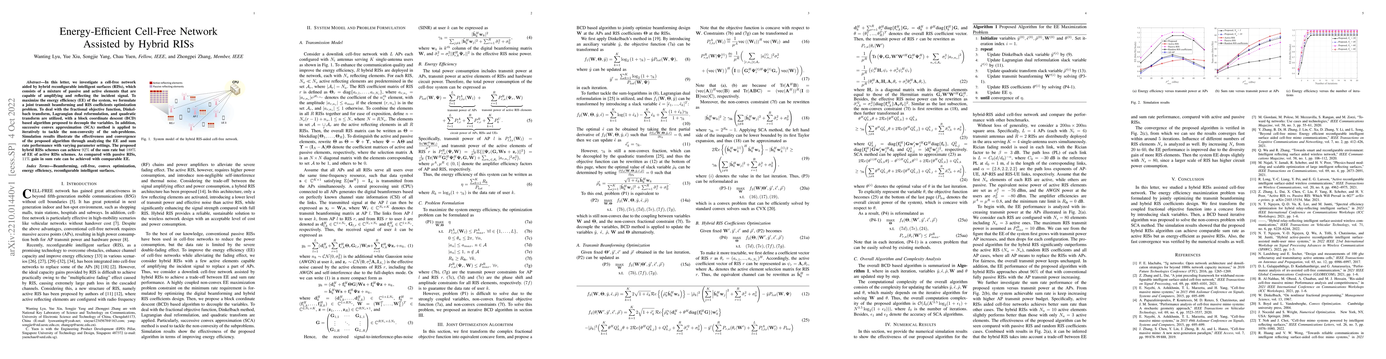 Thumbnail for Energy-Efficient Cell-Free Network Assisted by Hybrid RISs