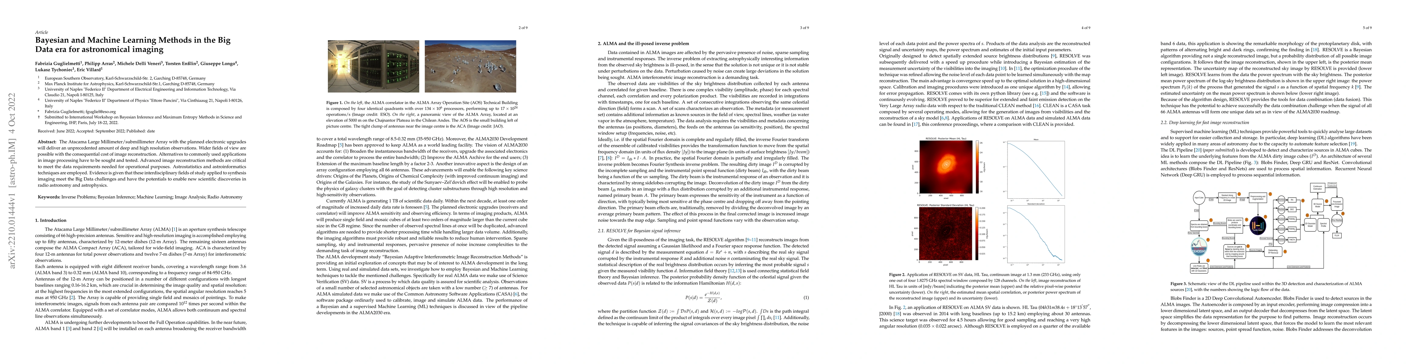 Thumbnail for Bayesian and Machine Learning Methods in the Big Data era for
  astronomical imaging