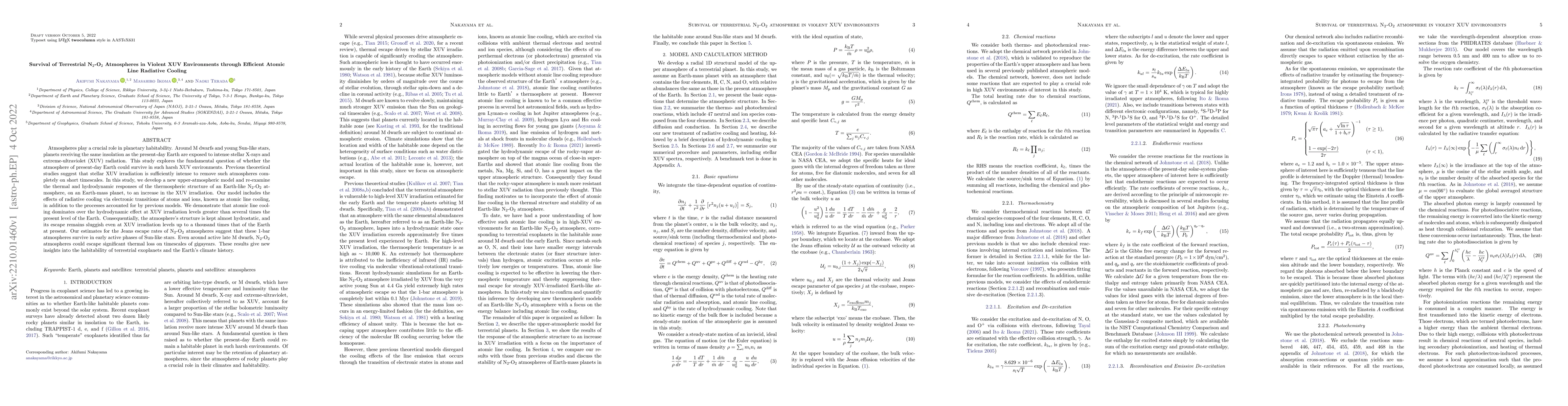 Thumbnail for Survival of Terrestrial N2-O2 Atmospheres in Violent XUV Environments
  through Efficient Atomic Line Radiative Cooling