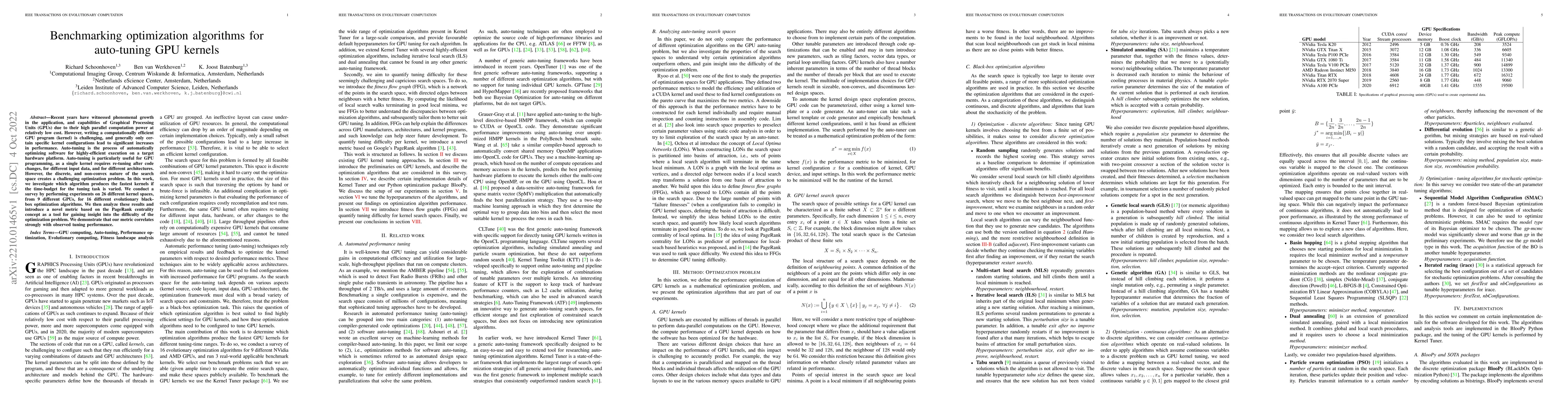 Thumbnail for Benchmarking optimization algorithms for auto-tuning GPU kernels