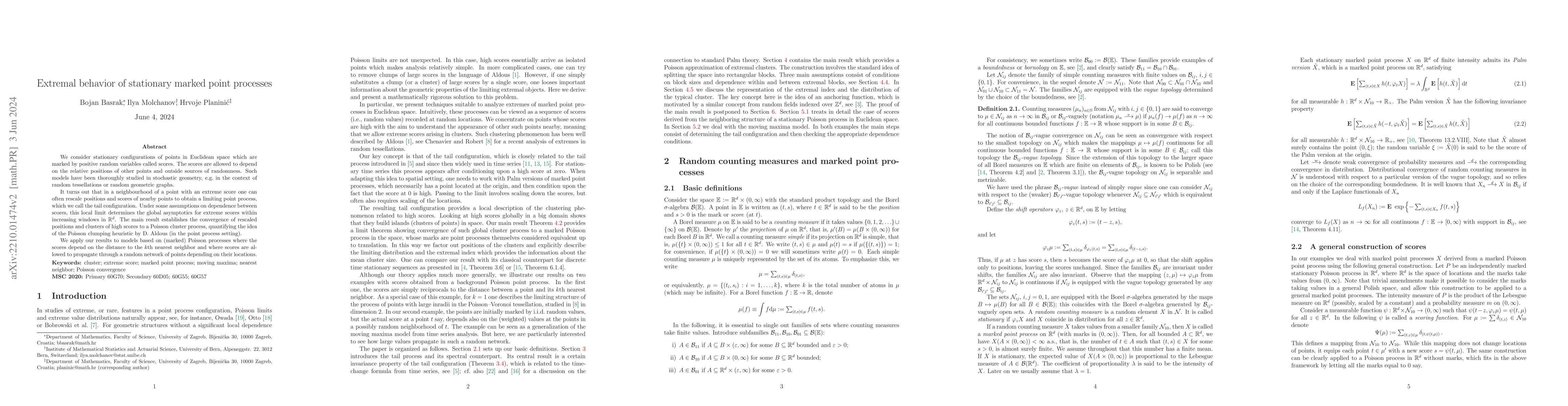 Thumbnail for Extremal behavior of stationary marked point processes