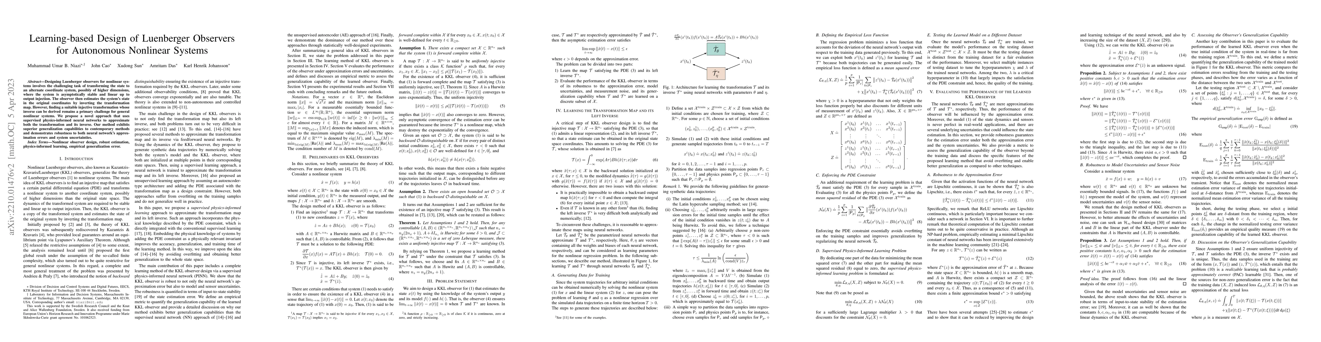Thumbnail for Learning-based Design of Luenberger Observers for Autonomous Nonlinear
  Systems